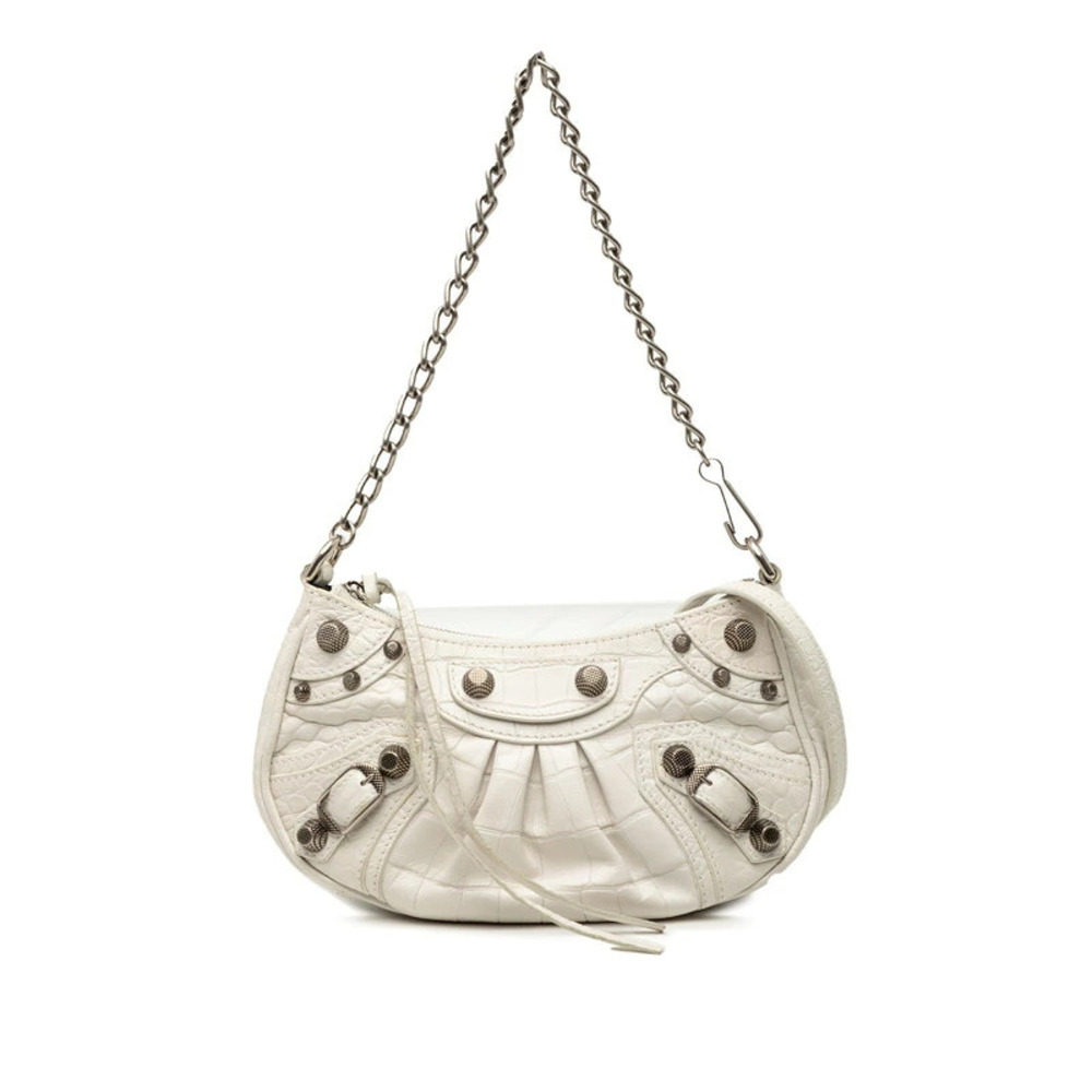 Balenciaga Le Cagole Handbag Chain Shoulder Bag White Leather